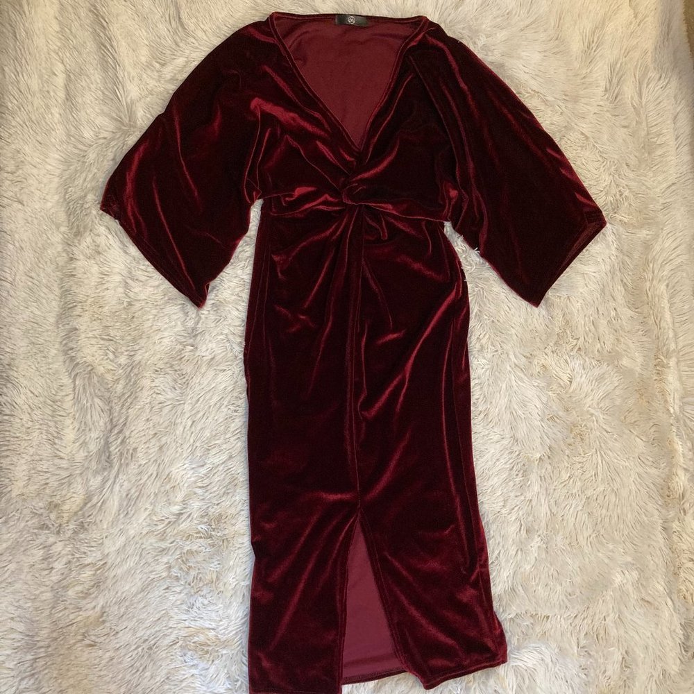 Twist Deep V Velvet Dress